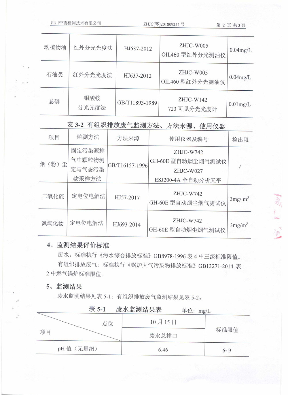 2018年第三季度废气废水监测报告
